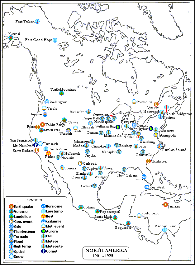 Map North America 1901-1925