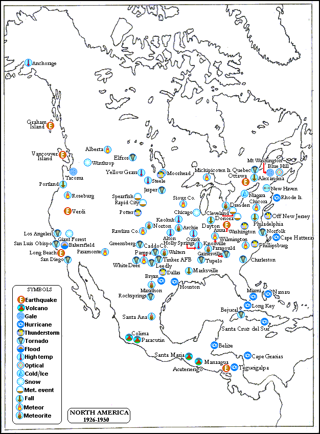 Map North America 1926 - 1950