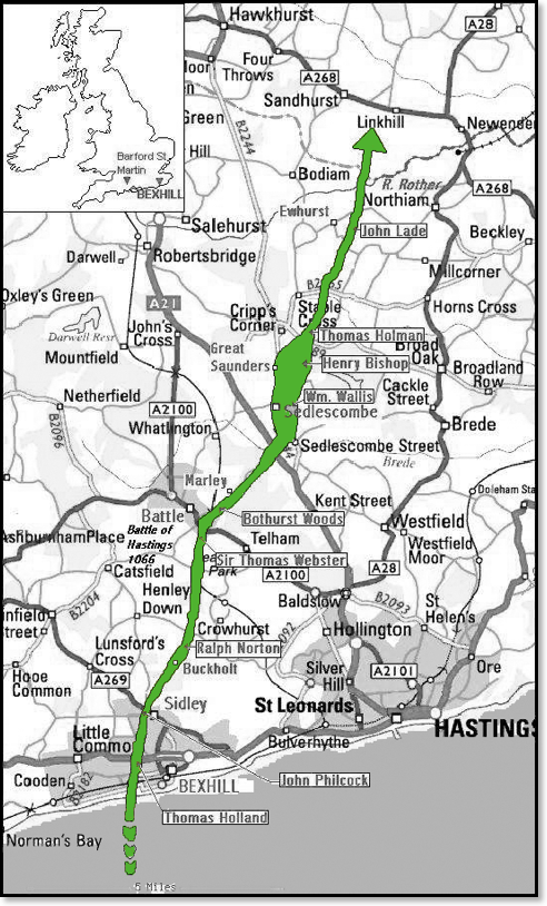 Map of the 1729 Sussex Tornado
